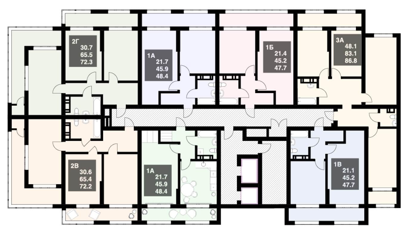 Планировки квартир этаж 14-16